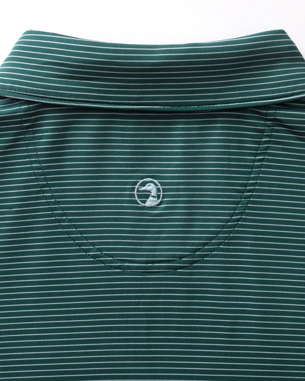 Long Drive Performance Polo - Whit Stripe - Midnight Teal