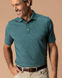 Long Drive Performance Polo - Whit Stripe - Midnight Teal