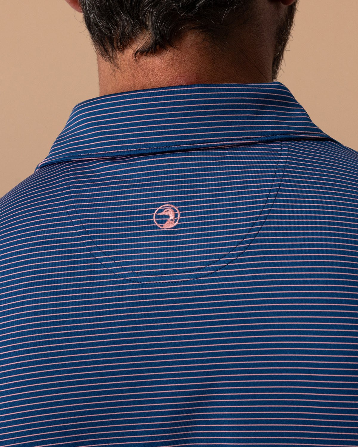Long Drive Performance Polo - Whit Stripe - Navy Peony