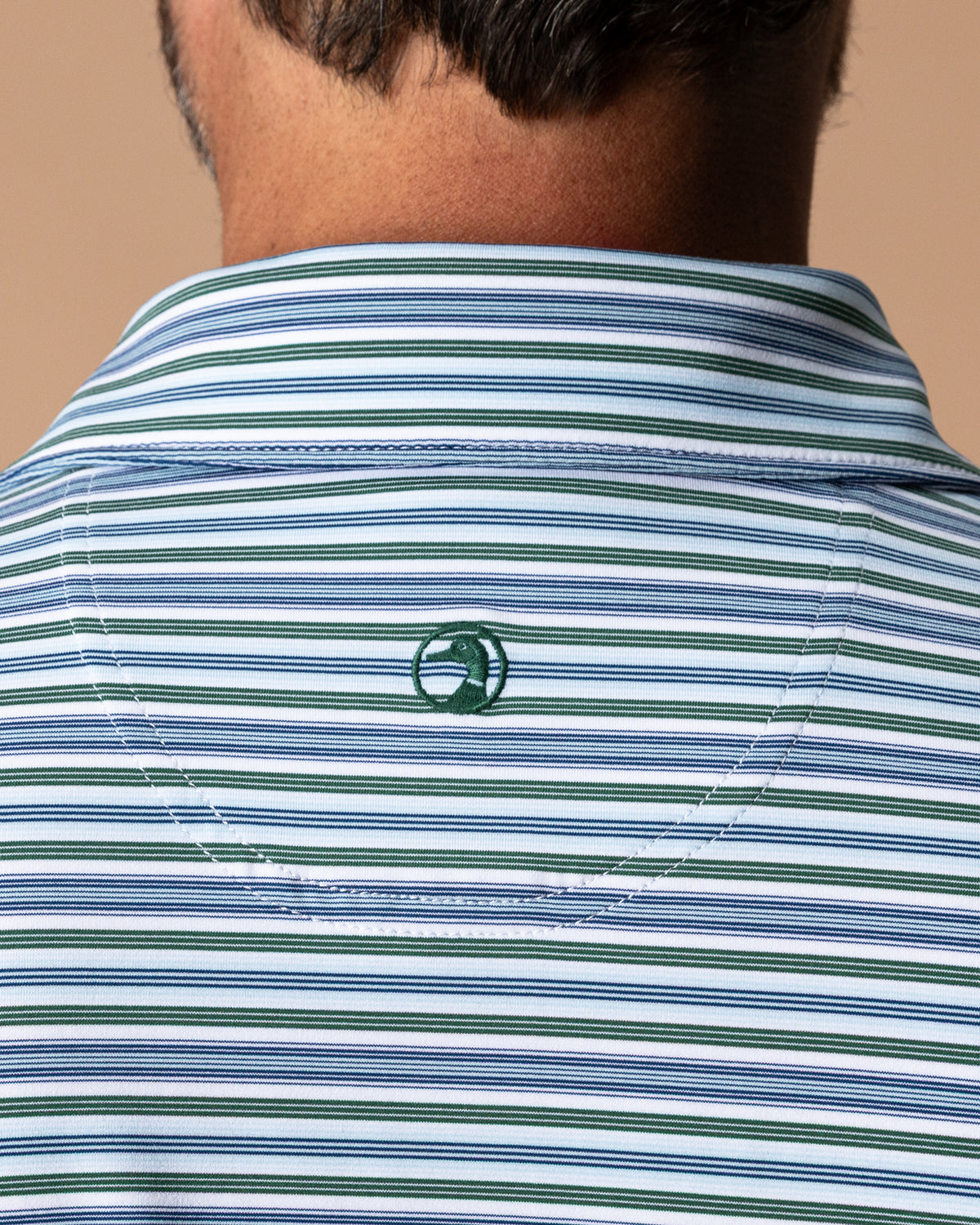 Long Drive Performance Polo - Caro Stripe - Hunter Green