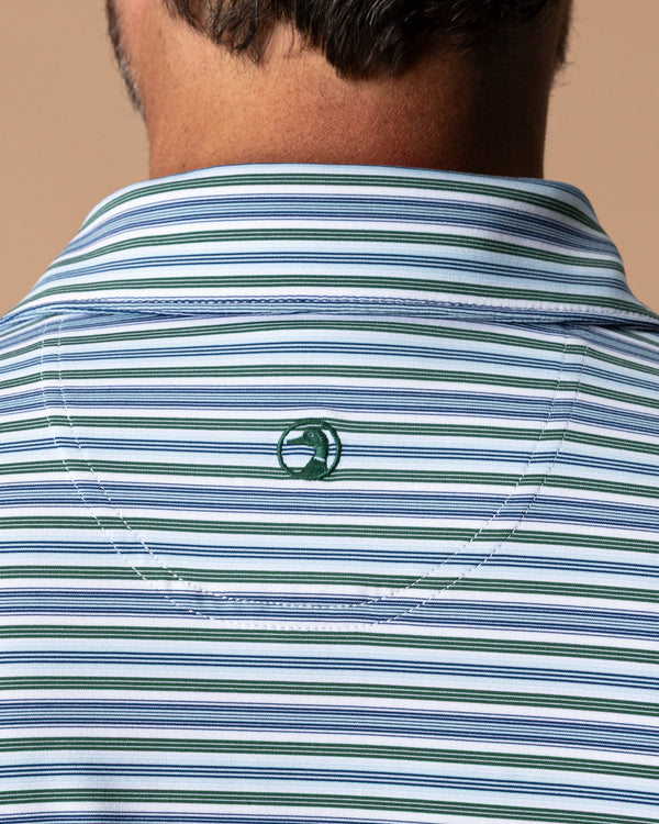 Long Drive Performance Polo - Caro Stripe - Hunter Green