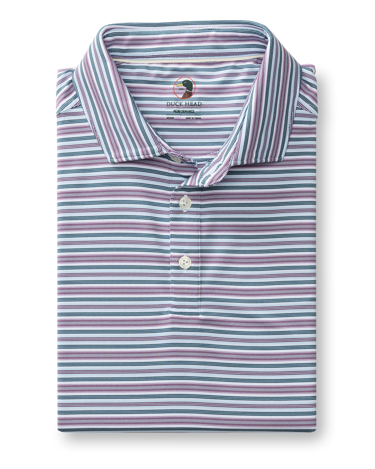 Long Drive Performance Polo - Caro Stripe - Aubergine
