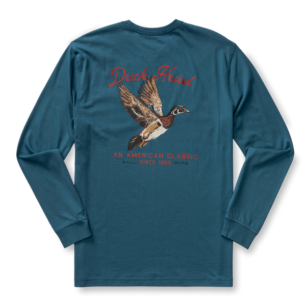 Flying Wood Duck T-Shirt - Stormy Teal