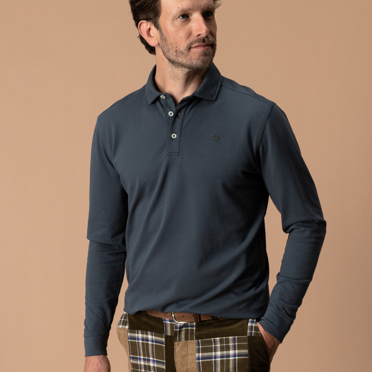 Hanover Pima Cotton Pique Polo - Washed Navy
