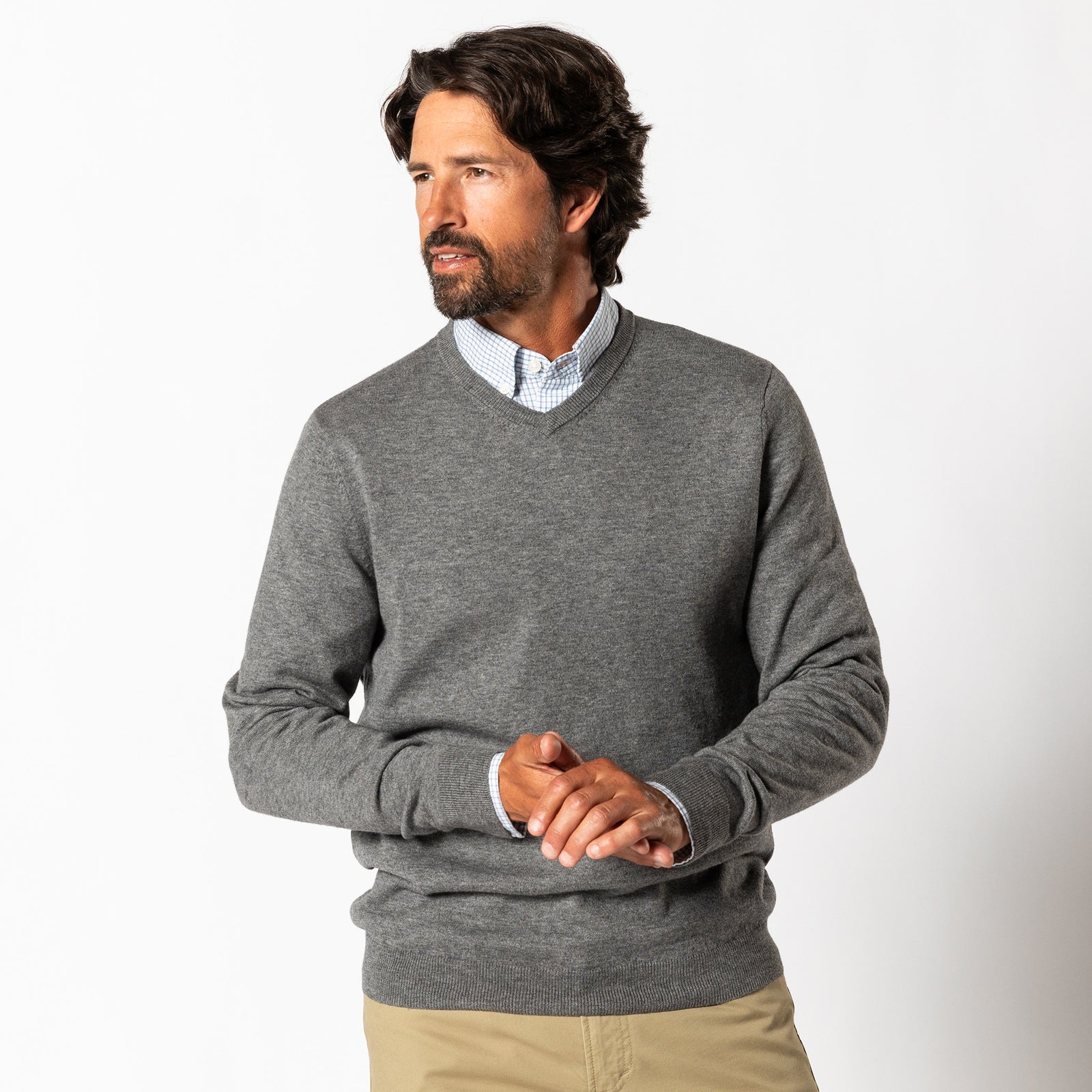 Buckley Merino V-Neck Sweater - Brushed Nickel