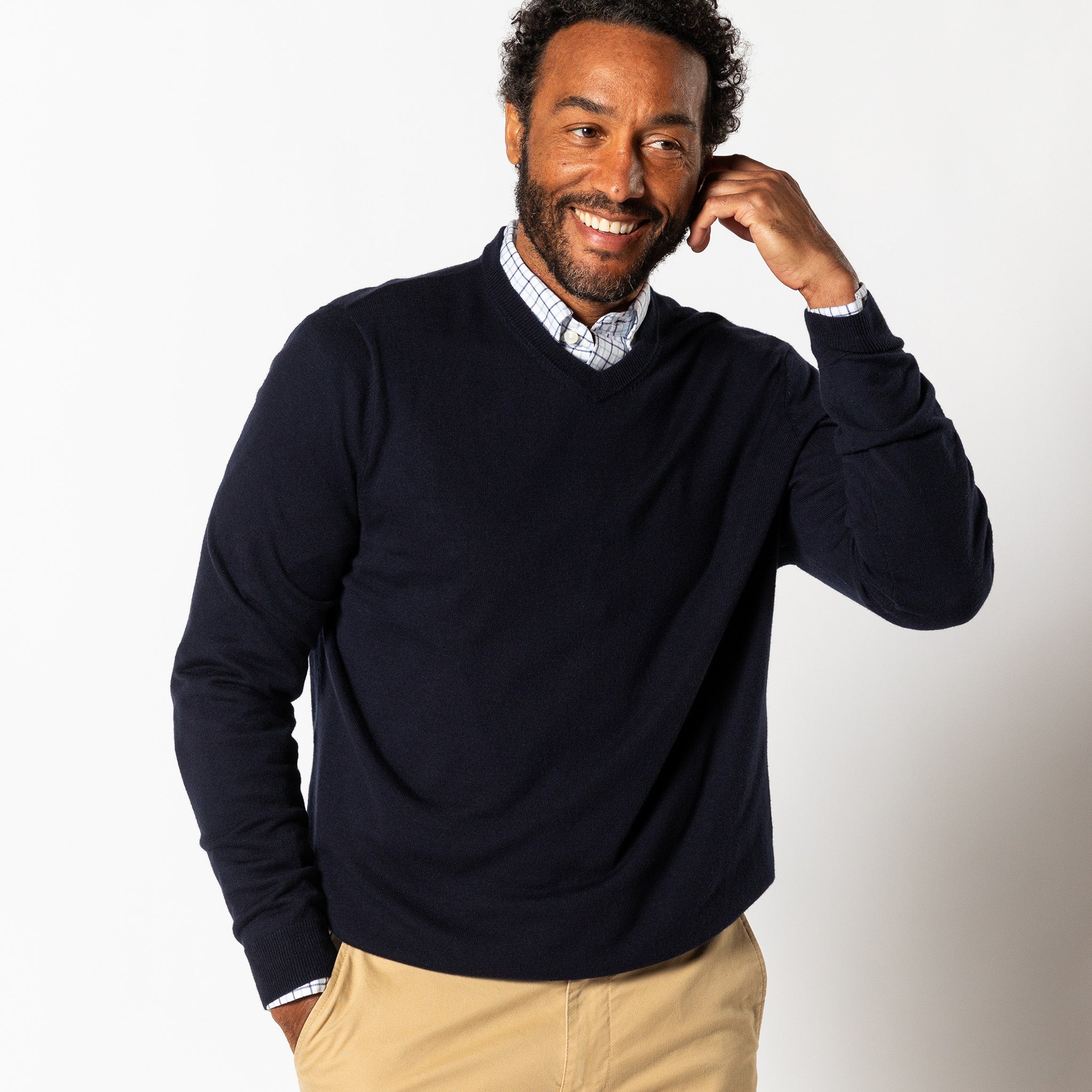 Buckley Merino V-Neck Sweater - Navy