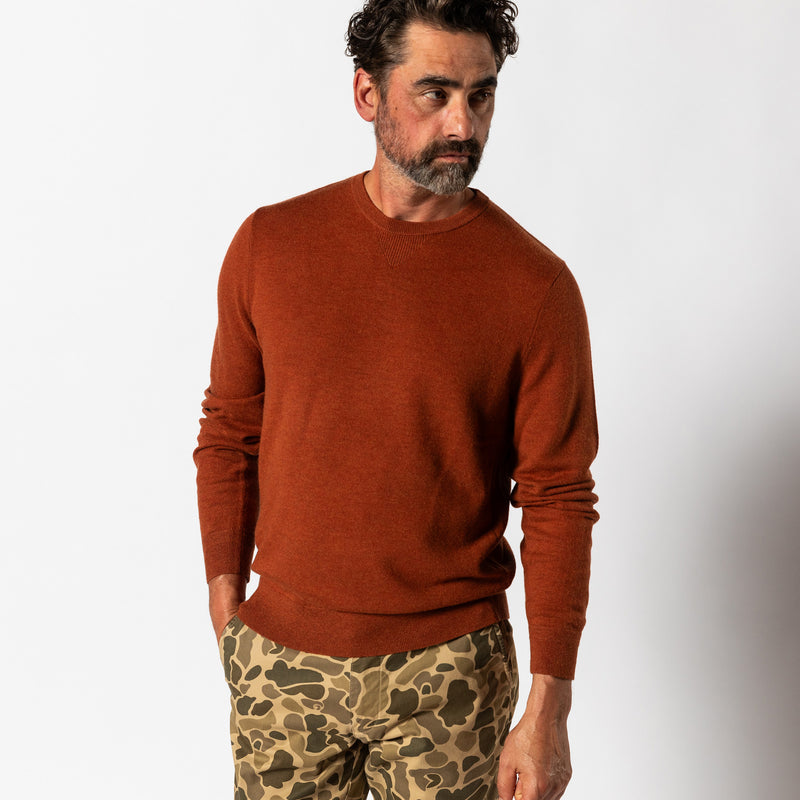 Henson Merino Crewneck Sweater - Burnt Brick Heather
