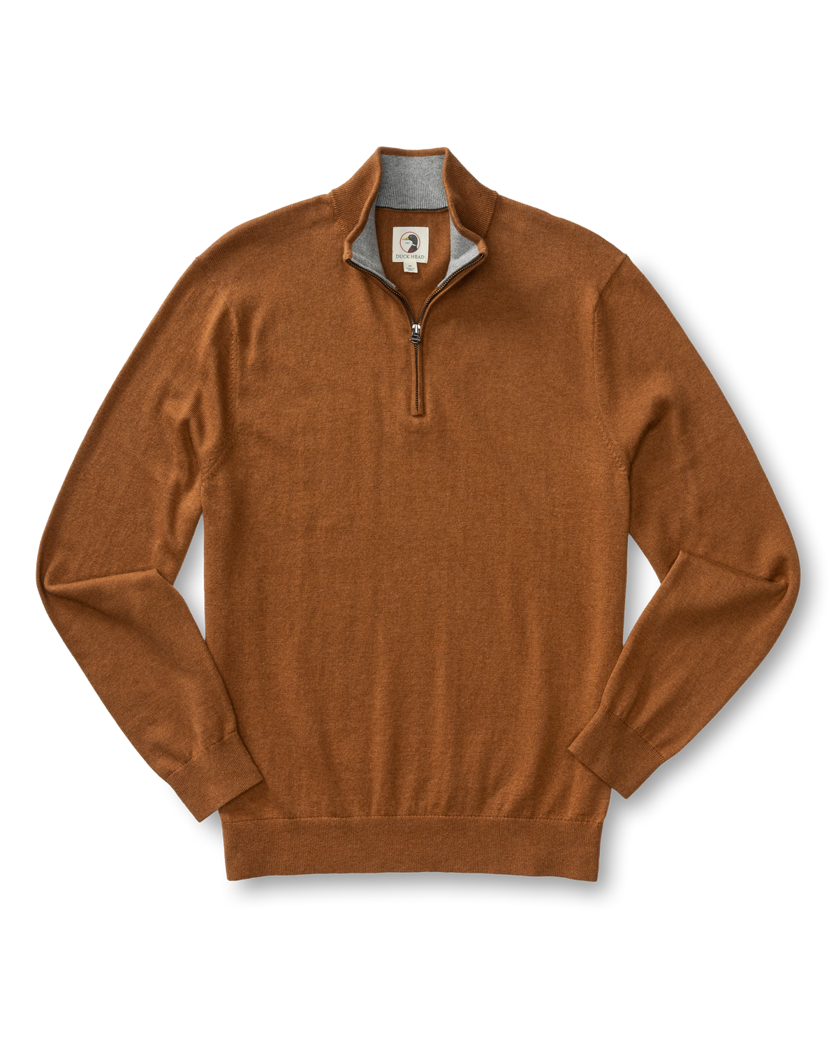 Ridley Cotton Cashmere 1/4 Zip Sweater - Dark Amber Heather