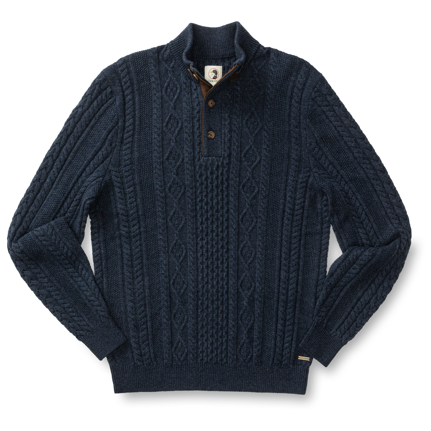Haines 1/4 Zip Cable Knit Sweater - Navy Heather