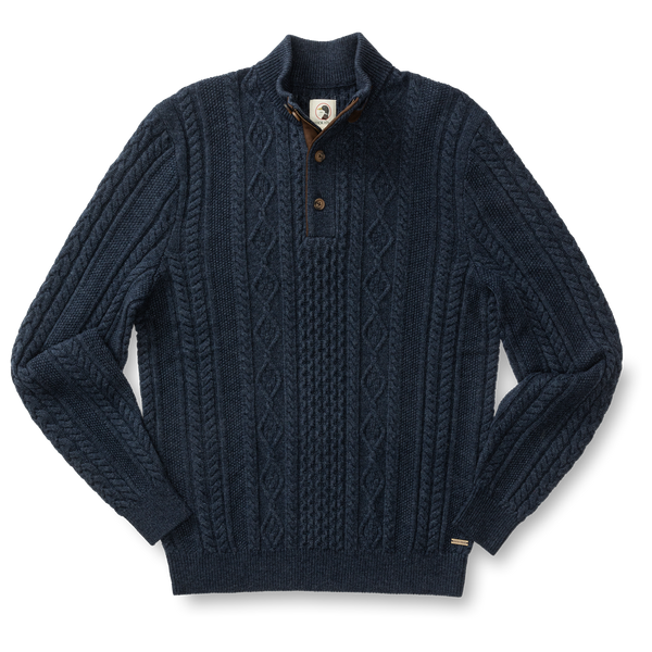 Haines 1/4 Zip Cable Knit Sweater - Navy Heather