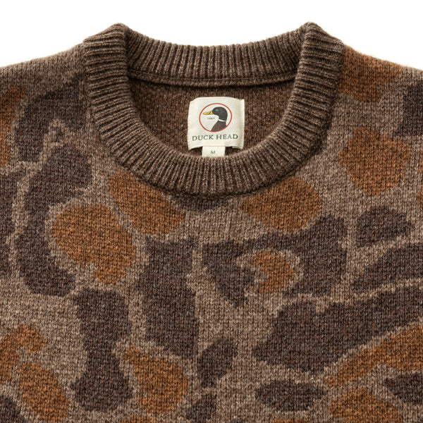 Camo Intarsia Crewneck Sweater - Toasted Khaki Camo