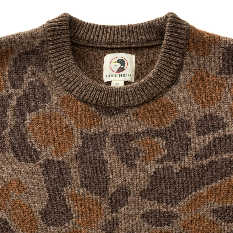 Camo Intarsia Crewneck Sweater - Toasted Khaki Camo