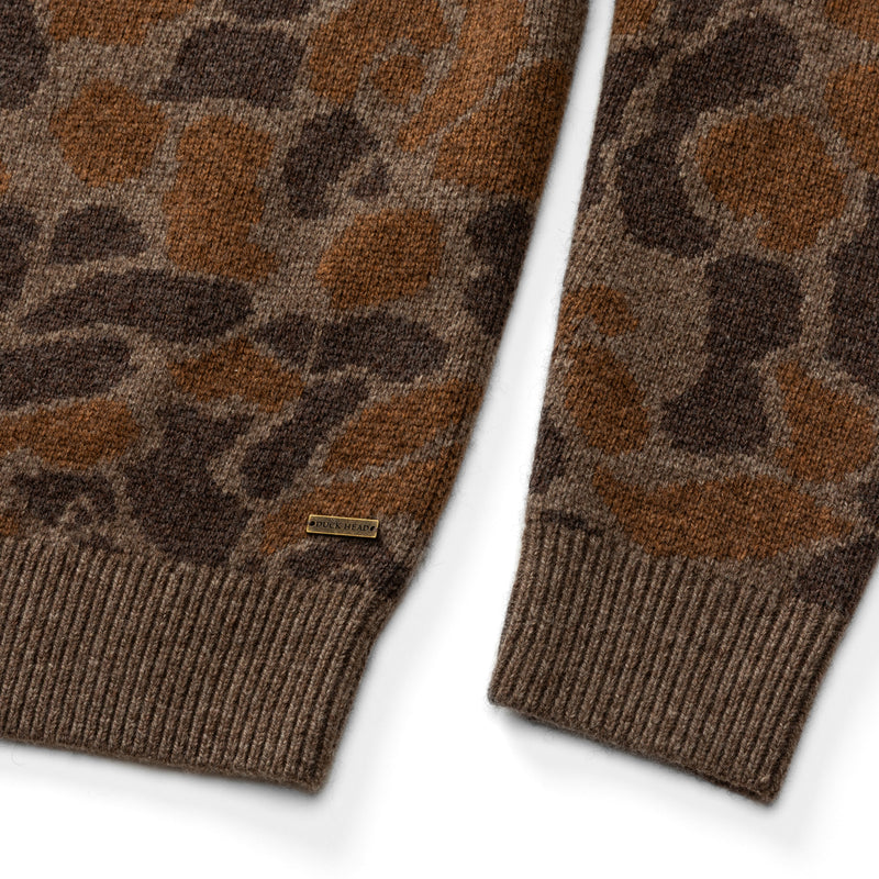 Camo Intarsia Crewneck Sweater - Toasted Khaki Camo