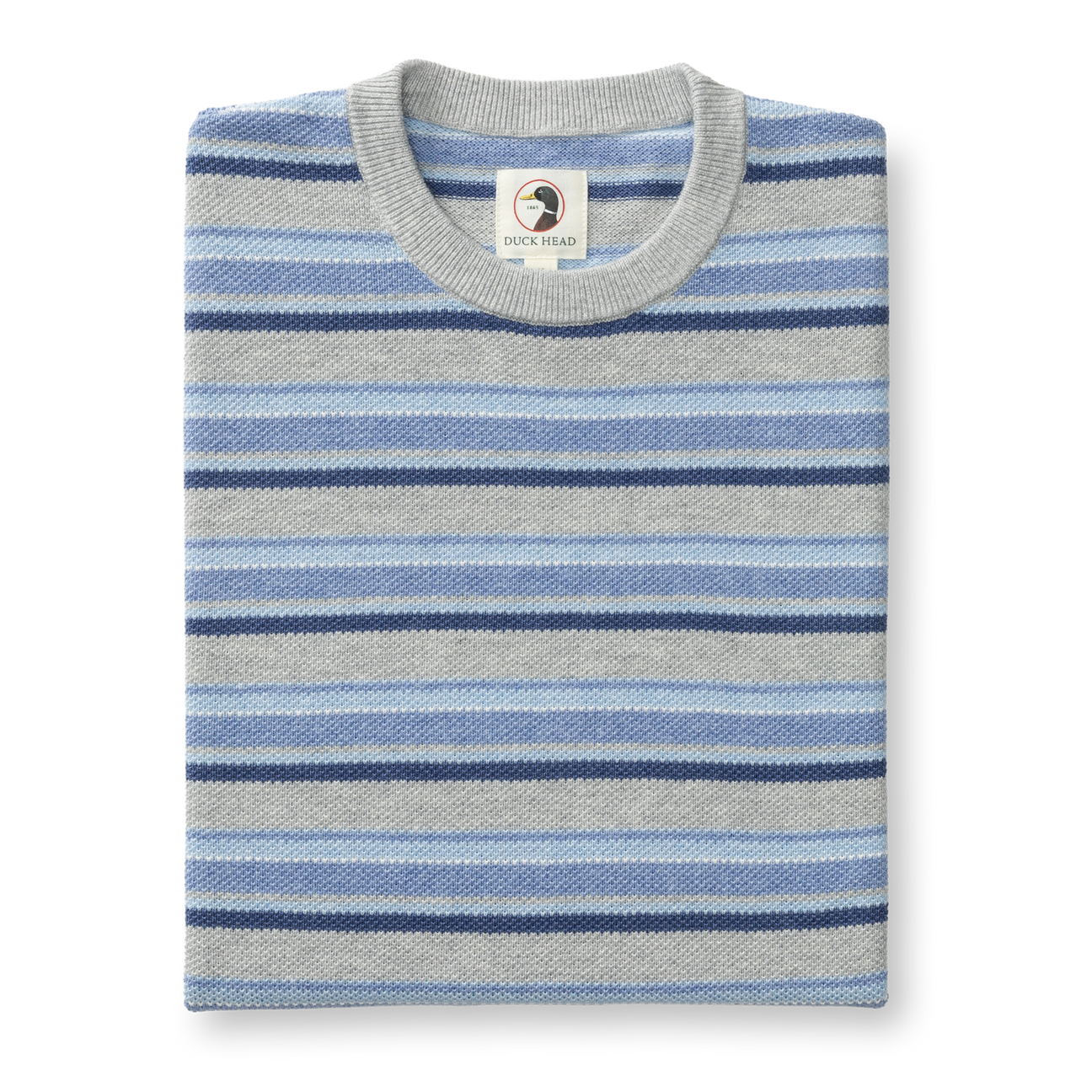 Elmwood Crewneck Striped Pique Sweater - Heather Grey