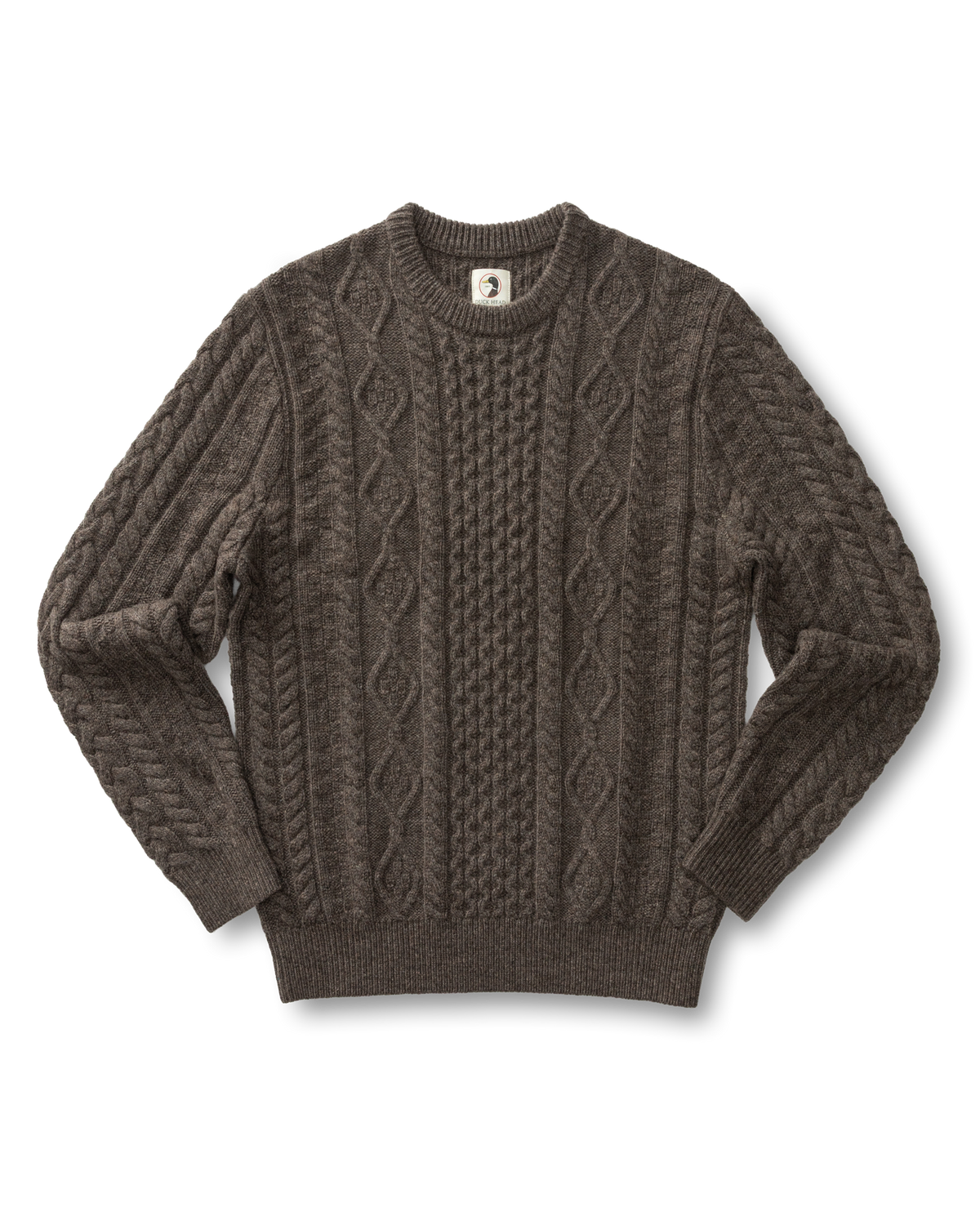 Fisherman Merino Crewneck Sweater - Dark Oak Heather