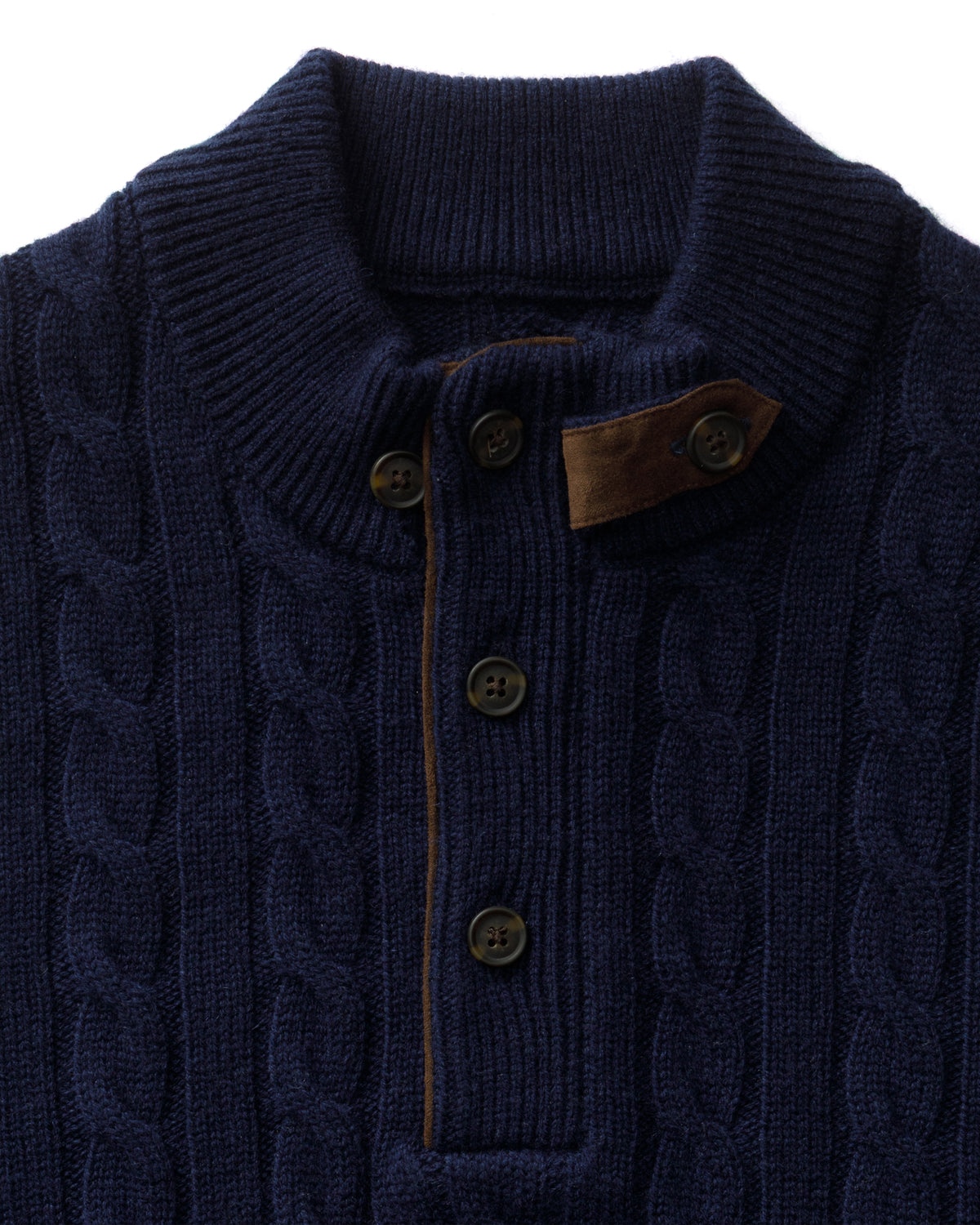 Walcott Merino Cashmere Cable Knit 1/4 Zip Sweater - Deep Navy