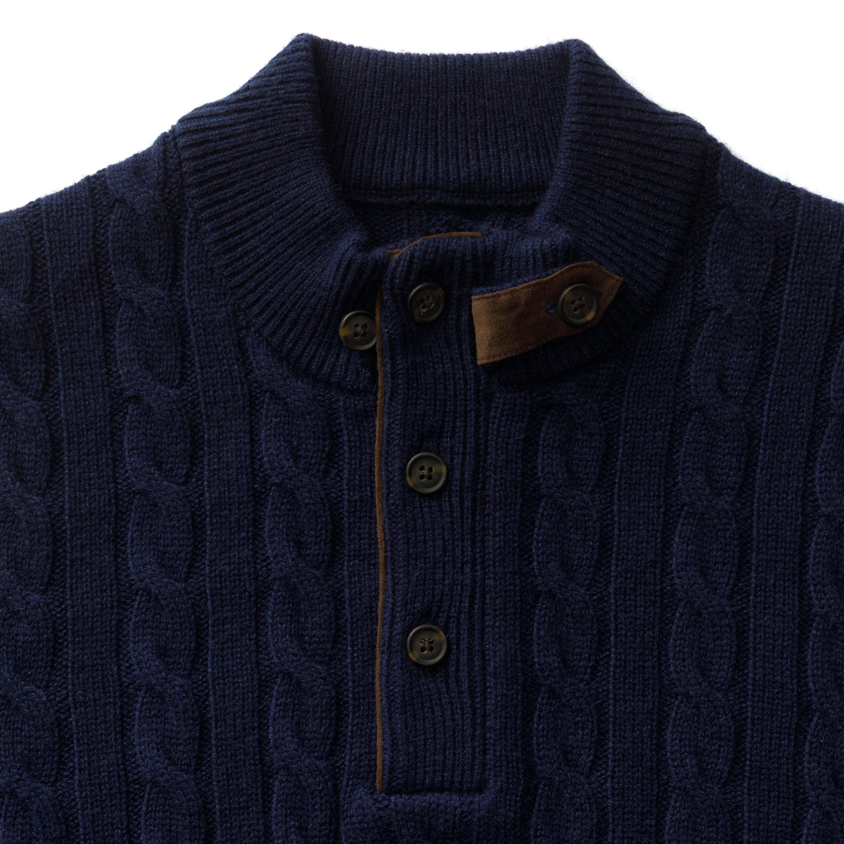 Walcott Merino Cashmere Cable Knit 1/4 Zip Sweater - Deep Navy