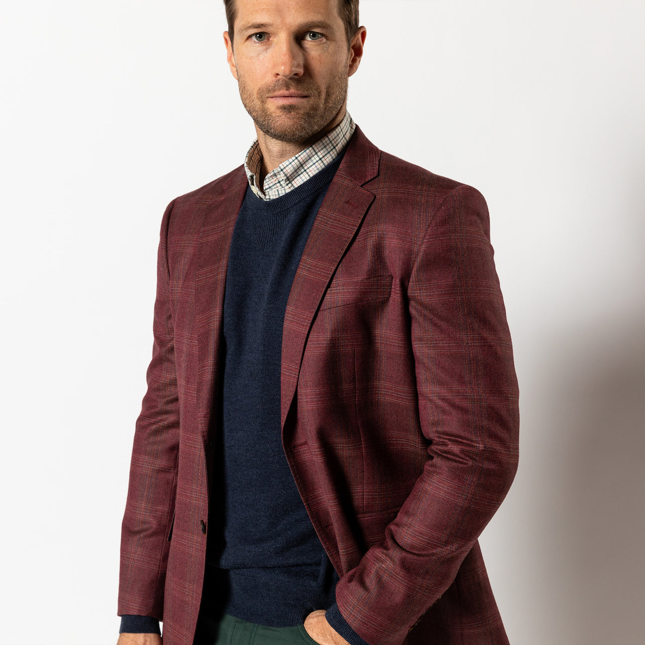 Sampson Plaid Sport Coat - Fig