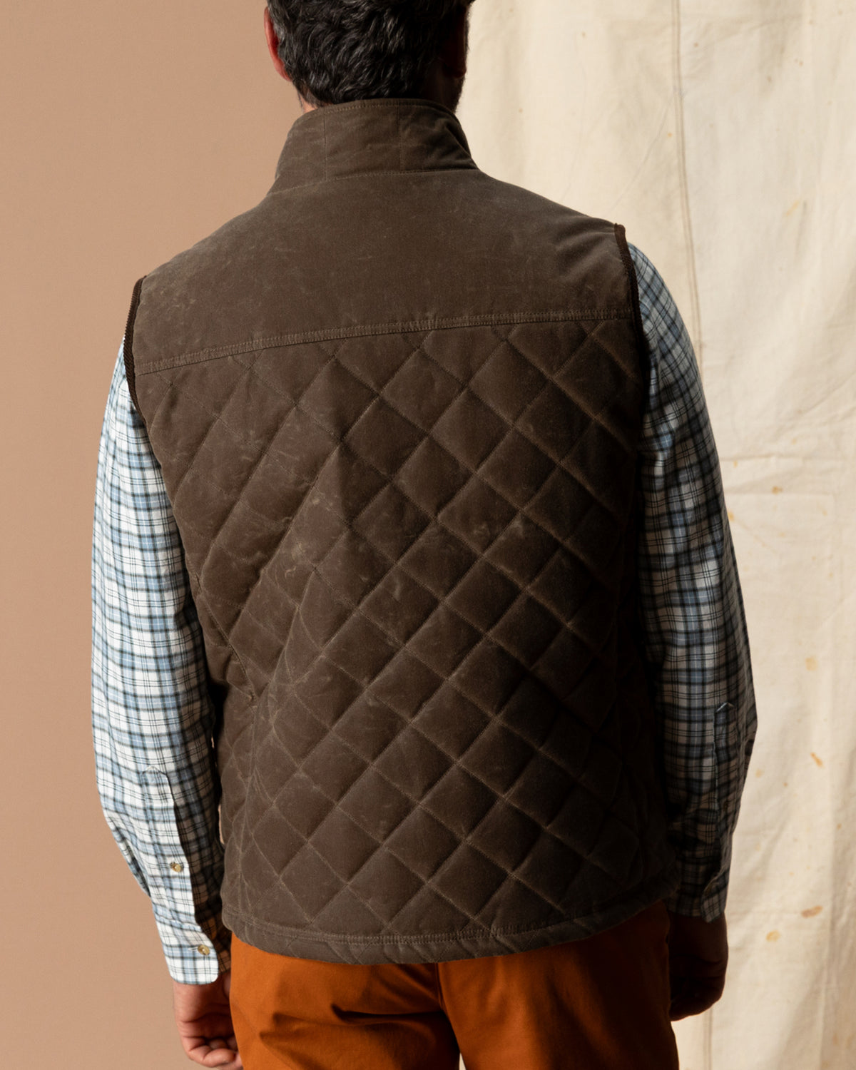 Waxed Duck Canvas Quilted Vest - Dark Oak