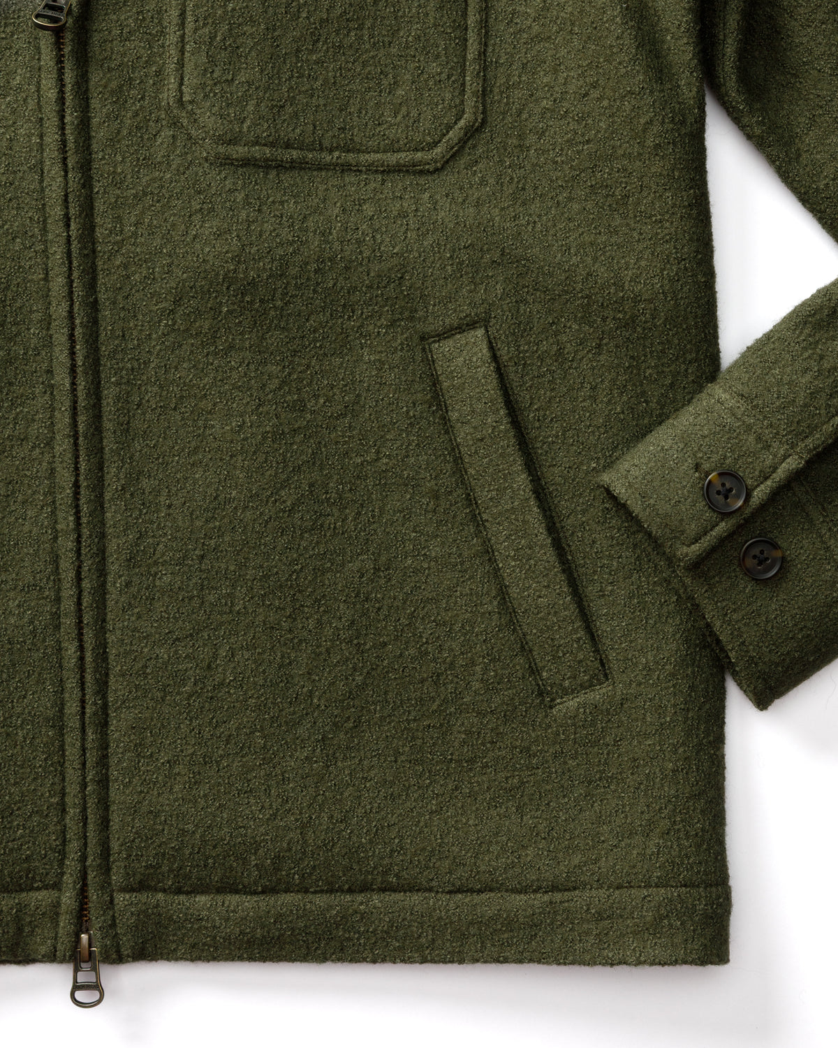 Boiled Wool Jacket - Dark Forest Green