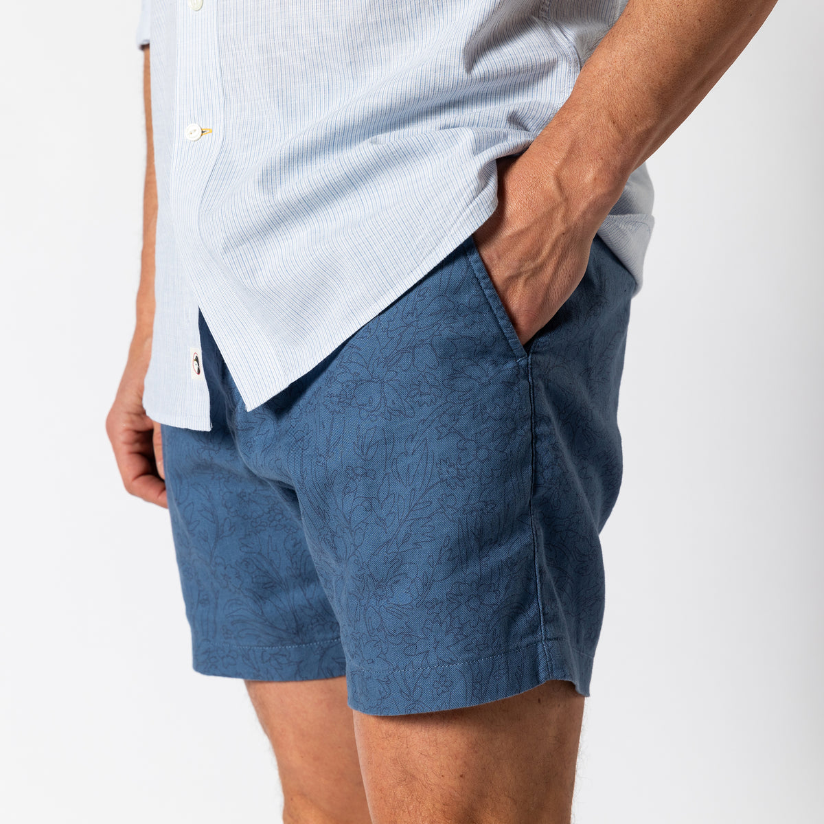 7" Linen Printed Gold School Chino Short SALE