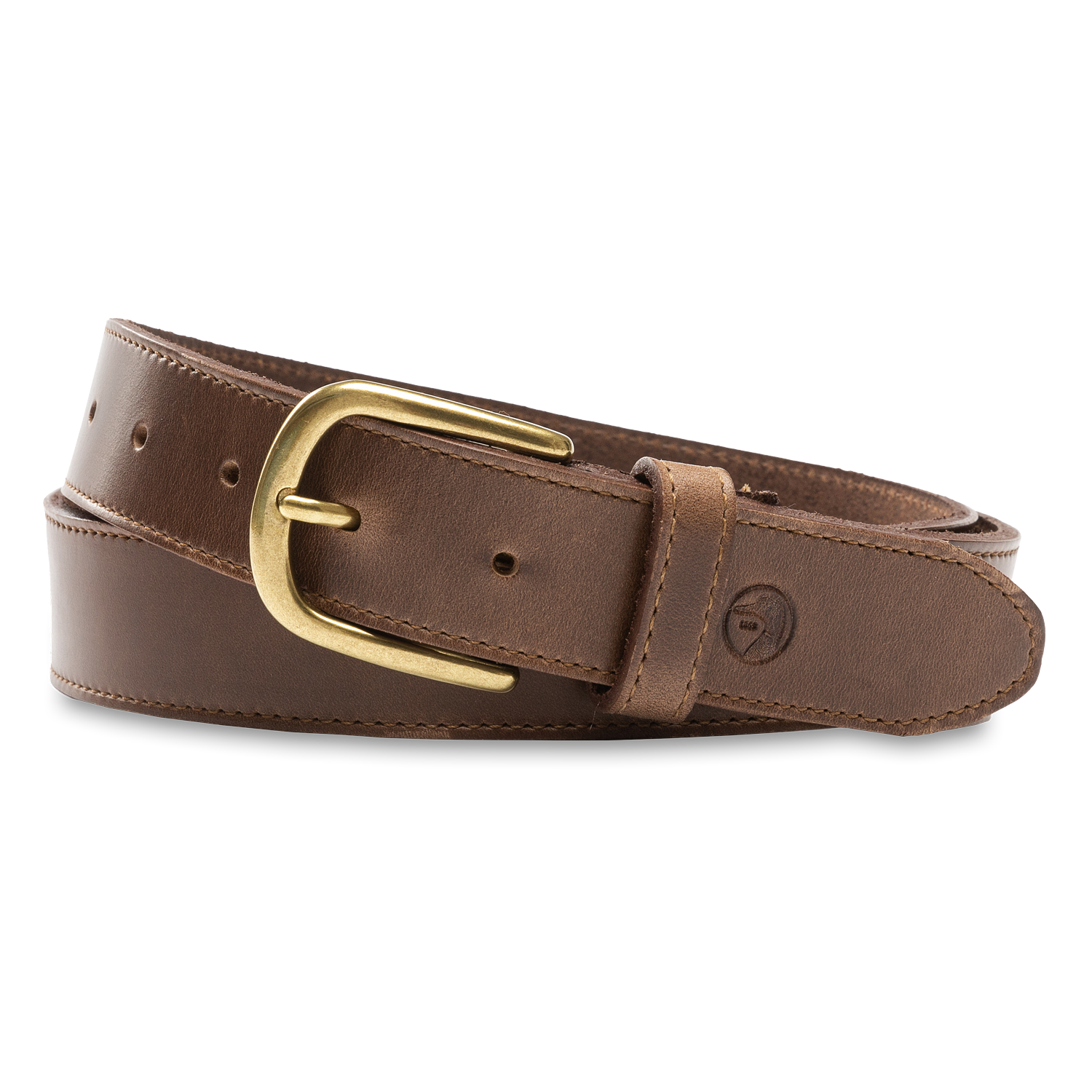 Brown Leather Belt - Brown with Brass Buckle