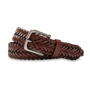 Braided Leather Belt - Brown with Nickel Buckle