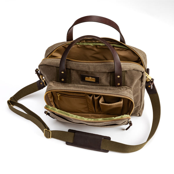 Waxed Canvas Laptop Bag - Field Brown