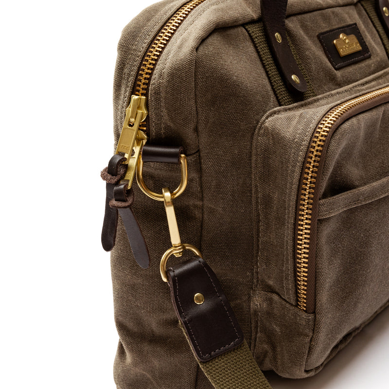 Waxed Canvas Laptop Bag - Field Brown