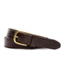Dark Brown Leather Belt - Dark Brown with Brass Buckle