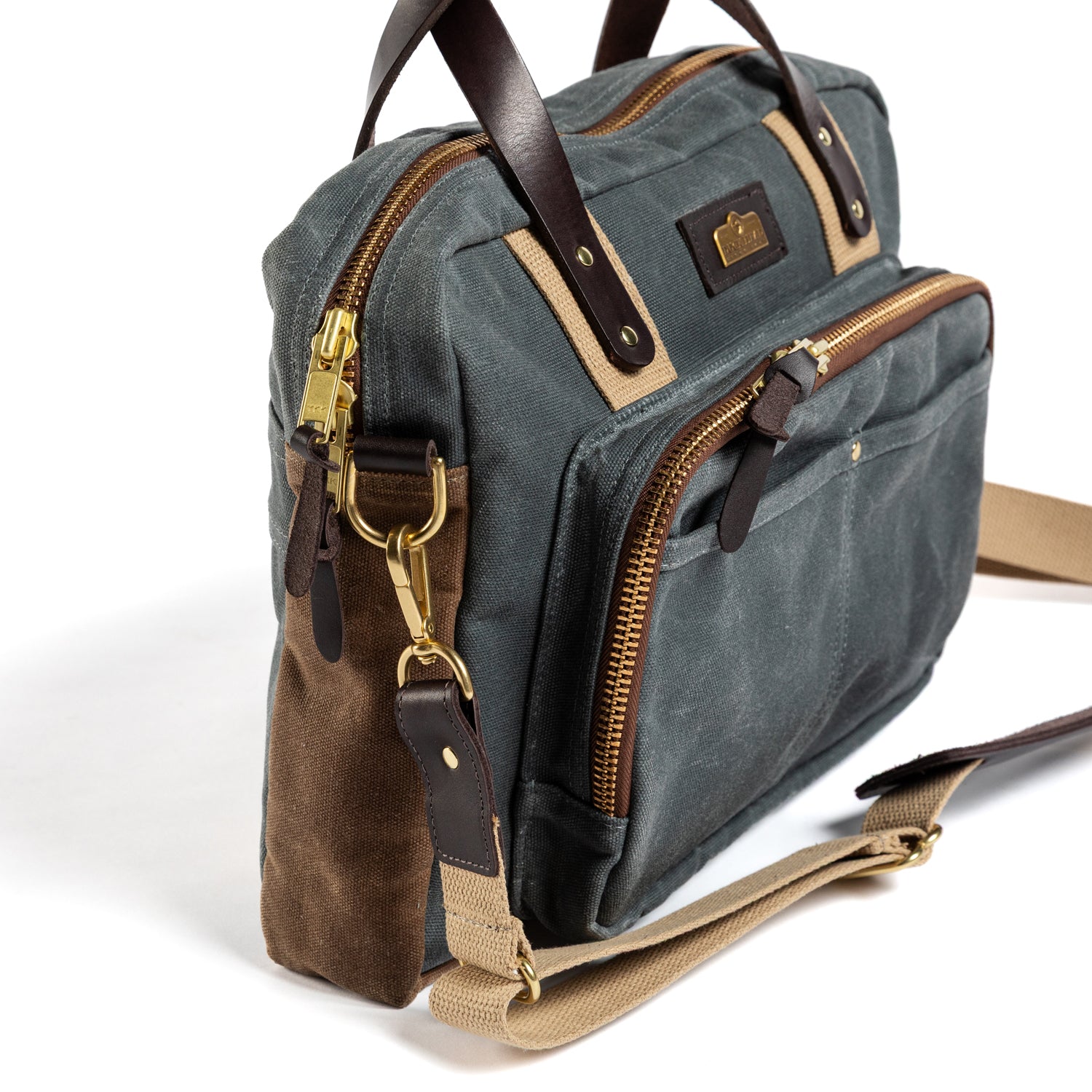 Waxed Canvas Laptop Bag - Charcoal