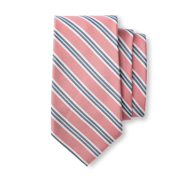 Silk Stripe Tie - Sunwashed Red