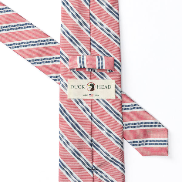 Silk Stripe Tie - Sunwashed Red