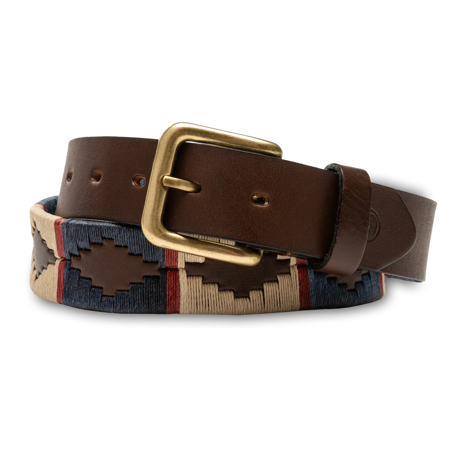Woven Leather Belt - Navy