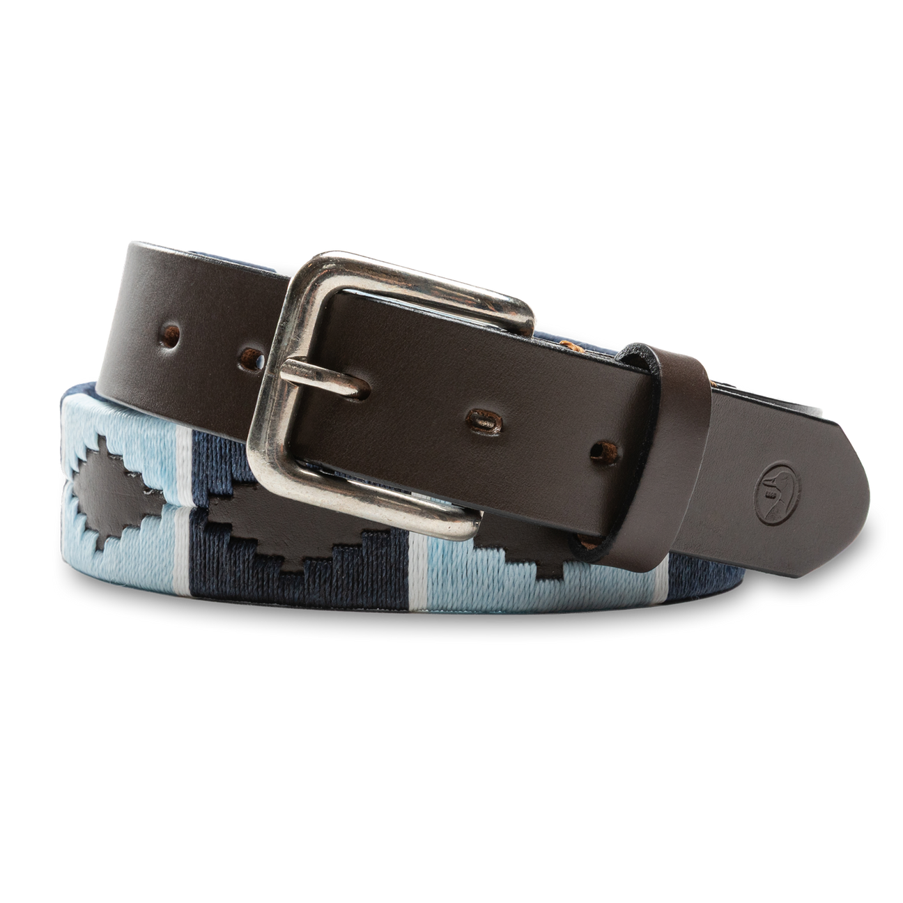 Woven Leather Belt - Sky Blue