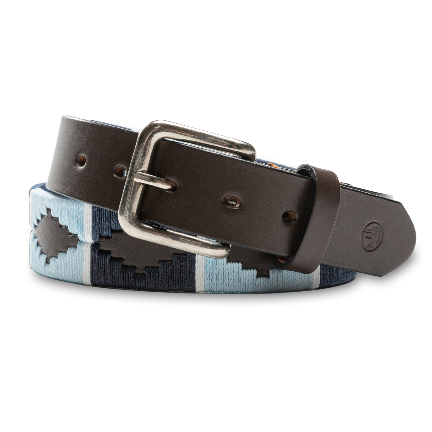 Woven Leather Belt - Sky Blue