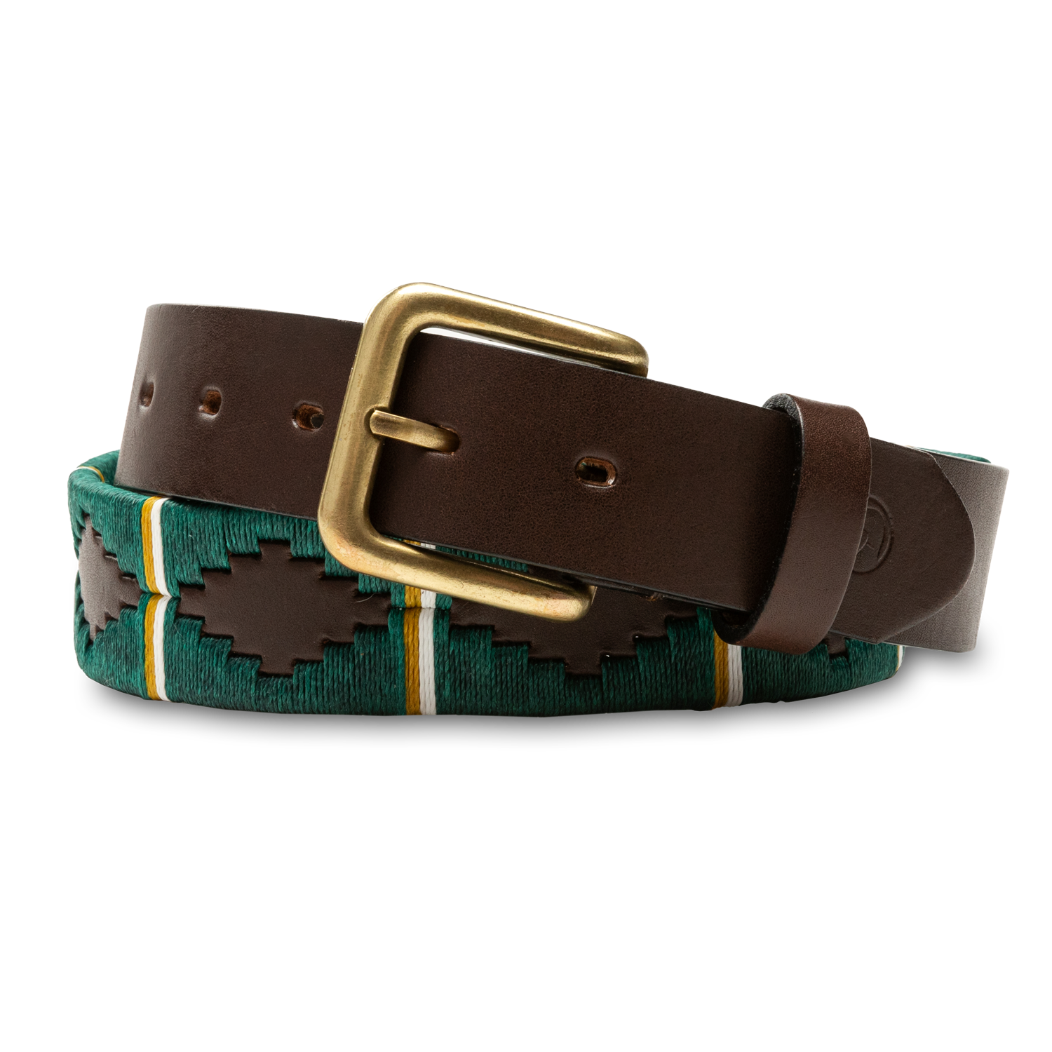 Woven Leather Belt - Forest Green