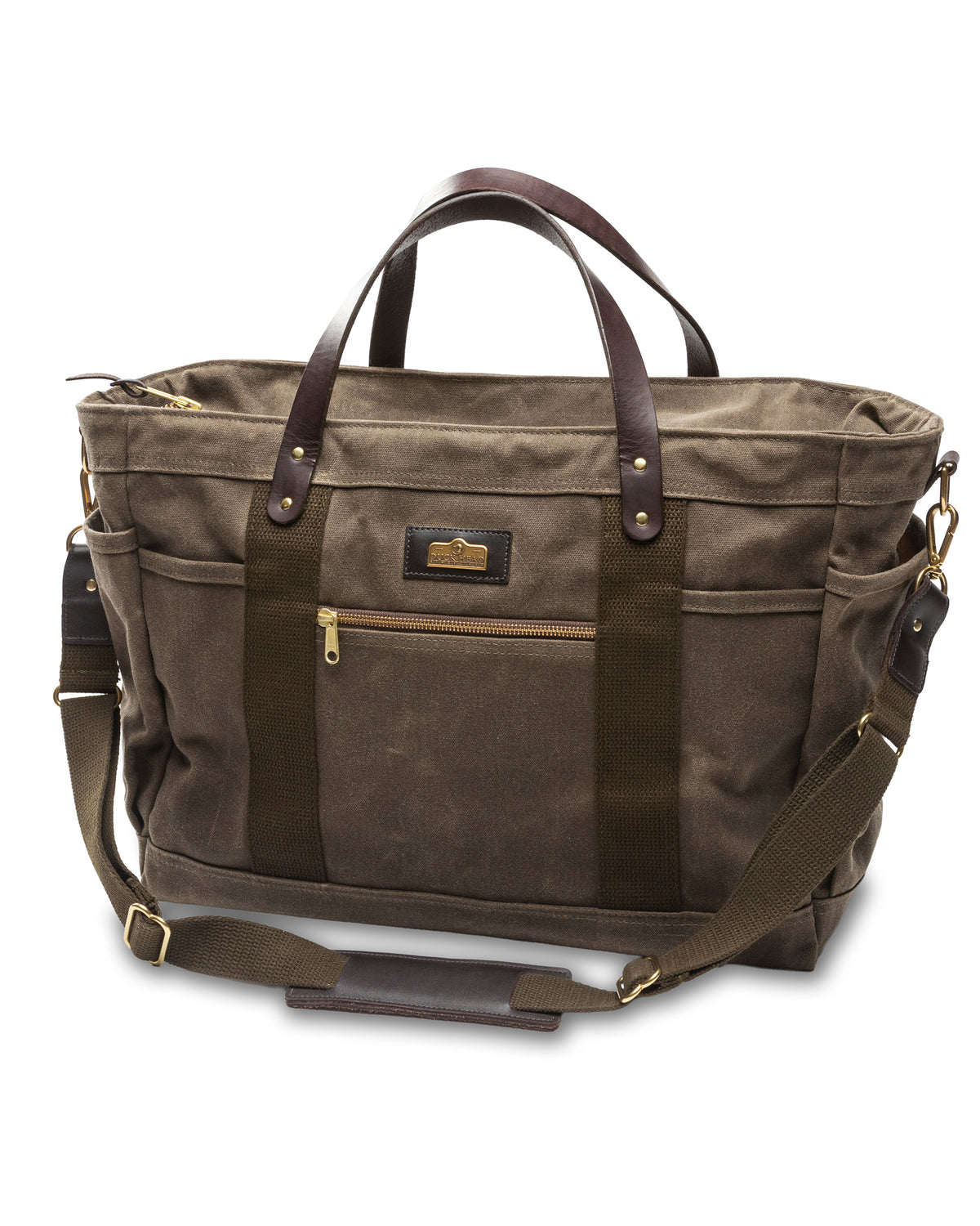 Large Waxed Canvas Tote - Field Brown