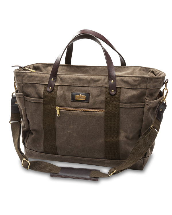 Large Waxed Canvas Tote - Field Brown