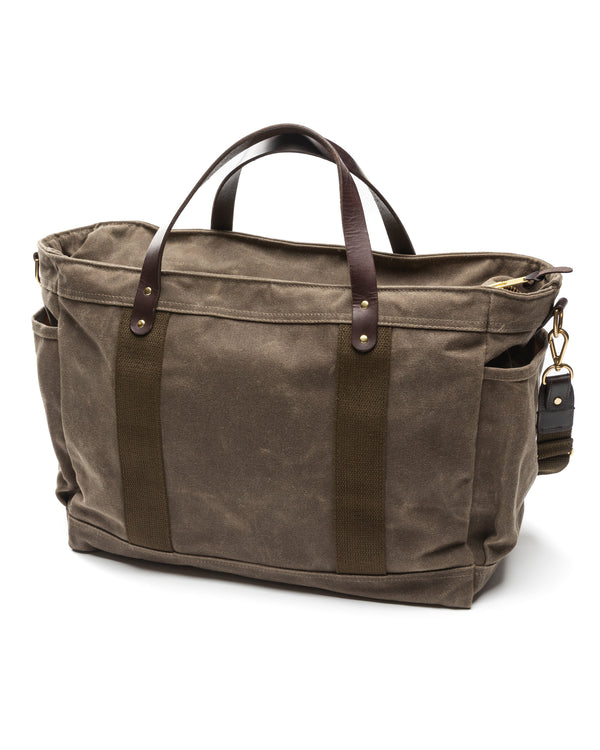 Large Waxed Canvas Tote - Field Brown