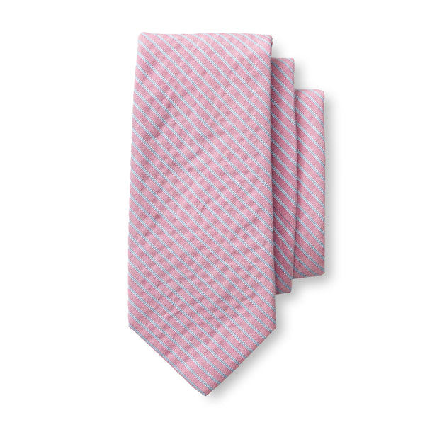 Seersucker Stripe Tie - Rosewood