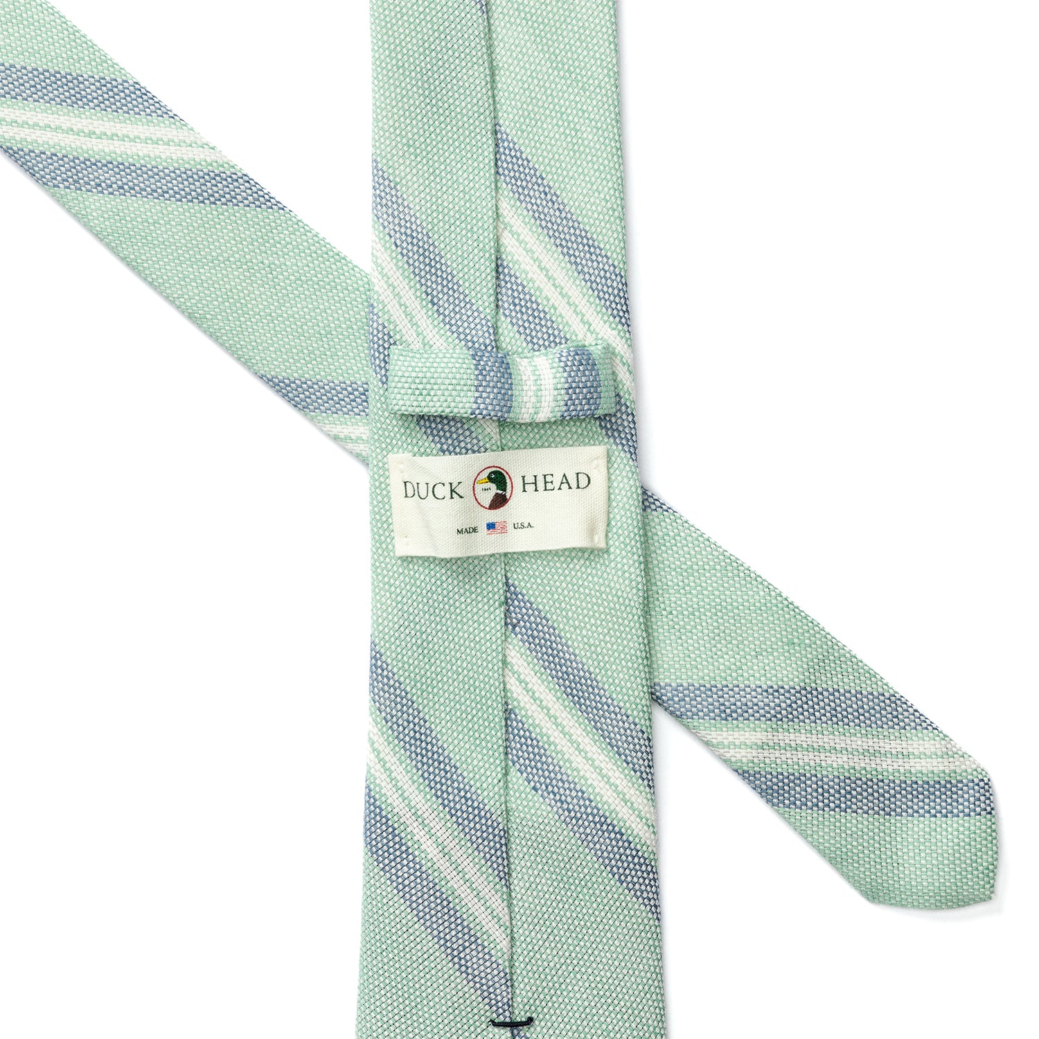 Cotton Linen Stripe Tie - Aspen Green