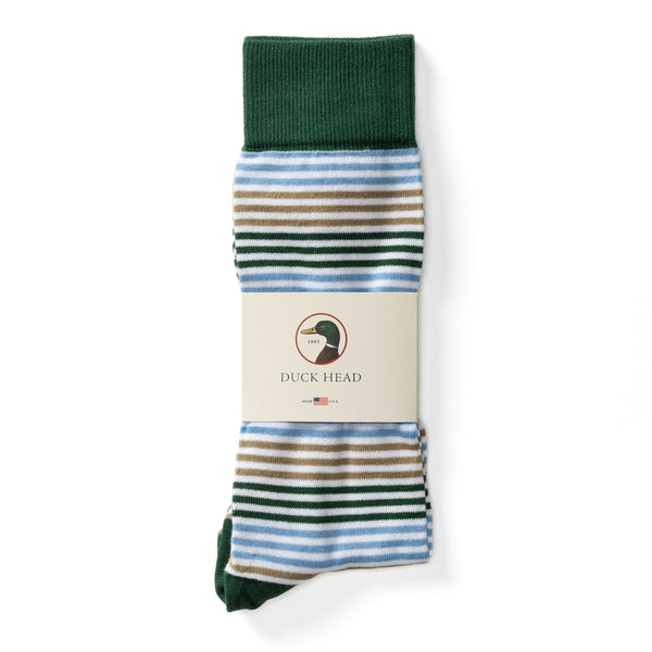 Multi Striped Sock - Hunter Green