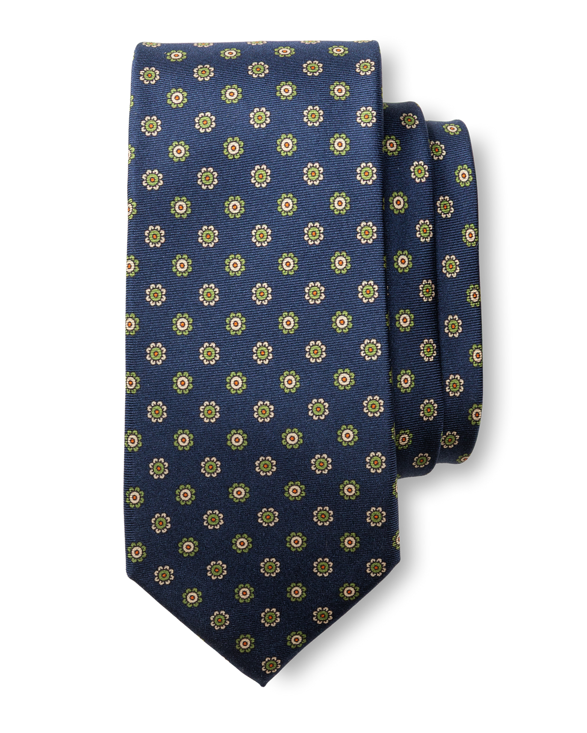 Silk Foulard Tie - Navy