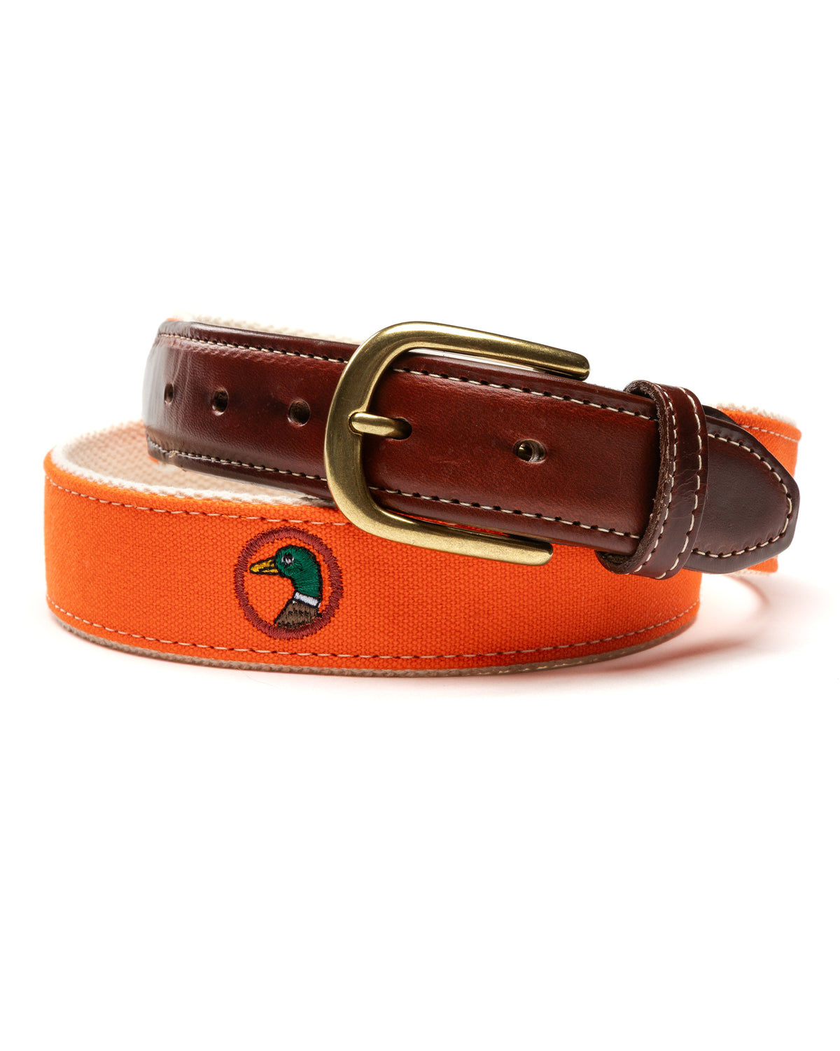Logo Embroidered Canvas Webbed Belt - Burnt Sienna
