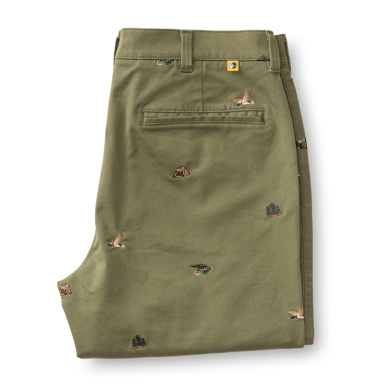 Classic Fit Gold School Chino - Embroidered Olive