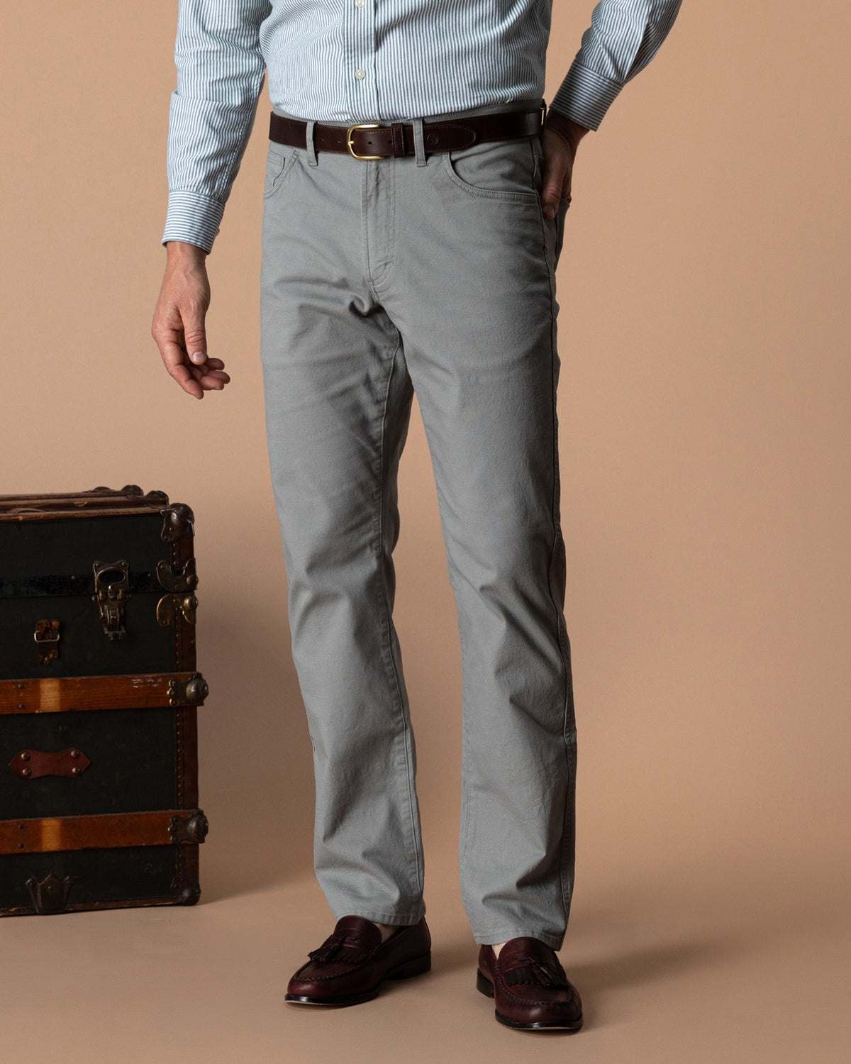 Classic Fit Pinpoint Canvas Five-Pocket - Shadow Grey