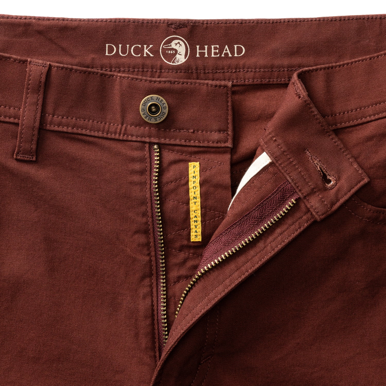 Classic Fit Pinpoint Canvas Five-Pocket - Burgundy Brown