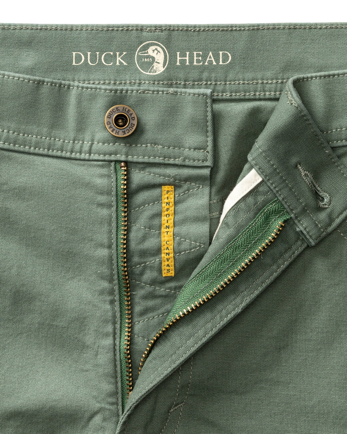 Classic Fit Pinpoint Canvas Five-Pocket - Duck Green