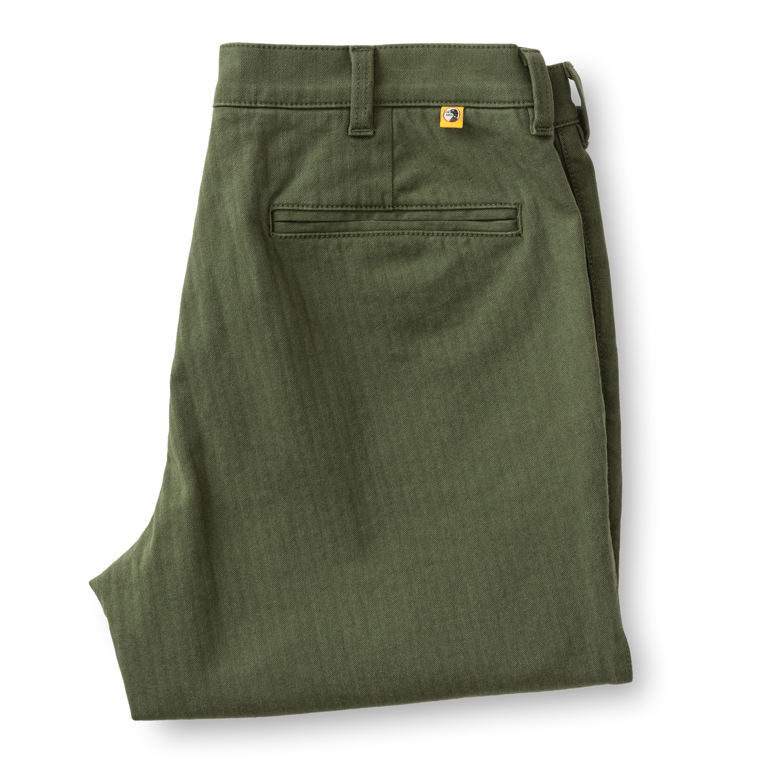 Cotton Wool Herringbone Gold School Chino - Duck Green